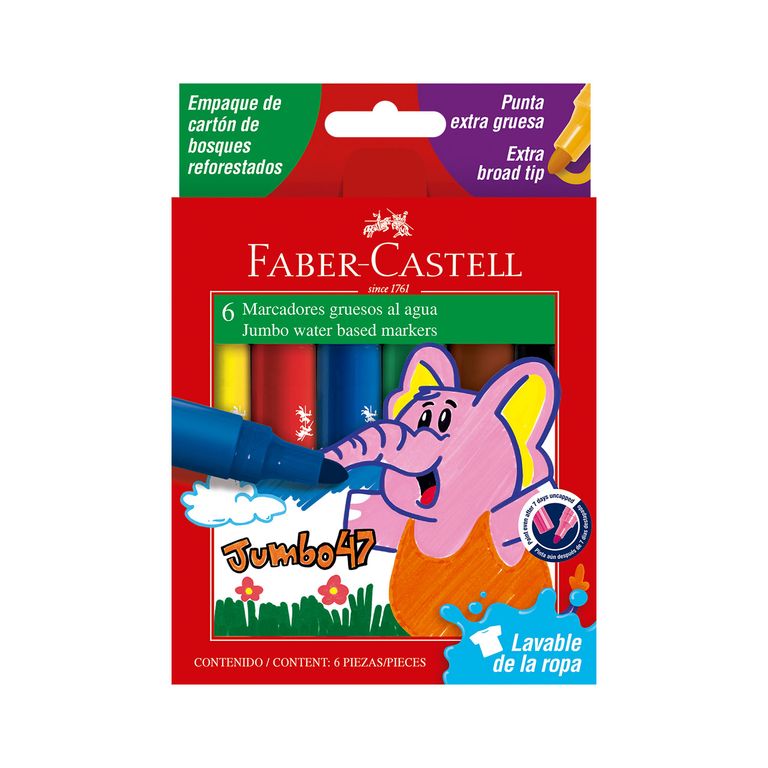Plumones Faber Castell Jumbo 47 Empaque 6 Und