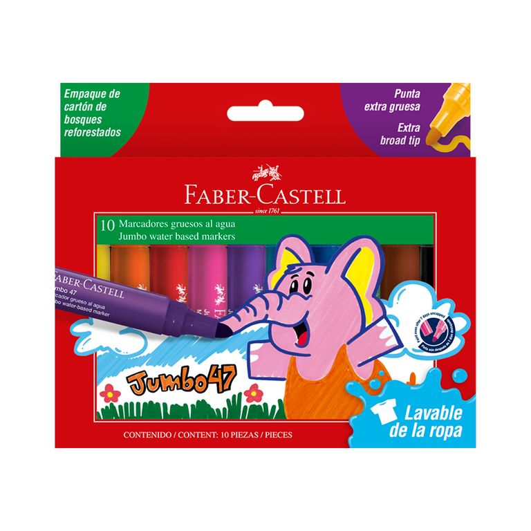 Plumones Faber Castell Jumbo 47 Empaque 10 Und