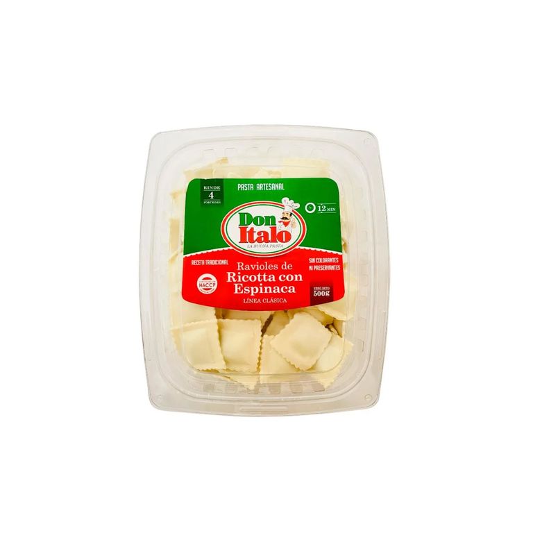 Ravioles de Ricotta con Espinaca Don Italo Caja 500 g