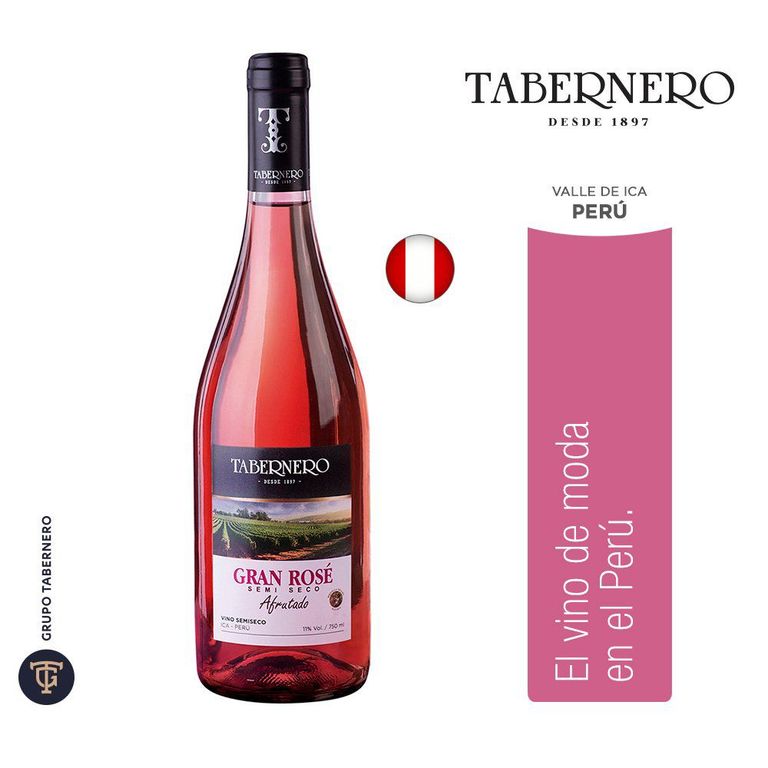 Vino Rose Semi Seco Tabernero Botella 750 mL