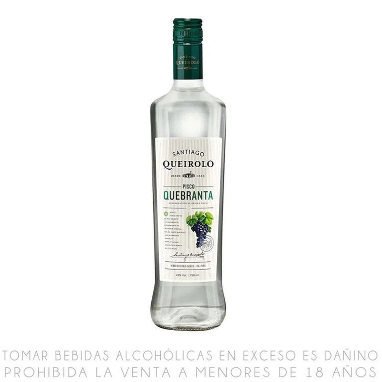 Pisco Quebranta Santiago Queirolo 42° Botella 750 mL