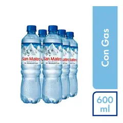 SAN MATEO - Agua Mineral San Mateo Con Gas Sixpack Botella 600 mL