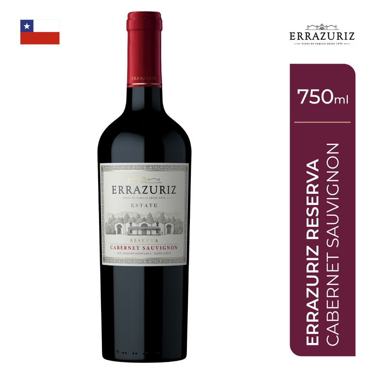 Vino Tinto Errazuriz Cabernet Sauvignon Estate Series Botella 750 mL