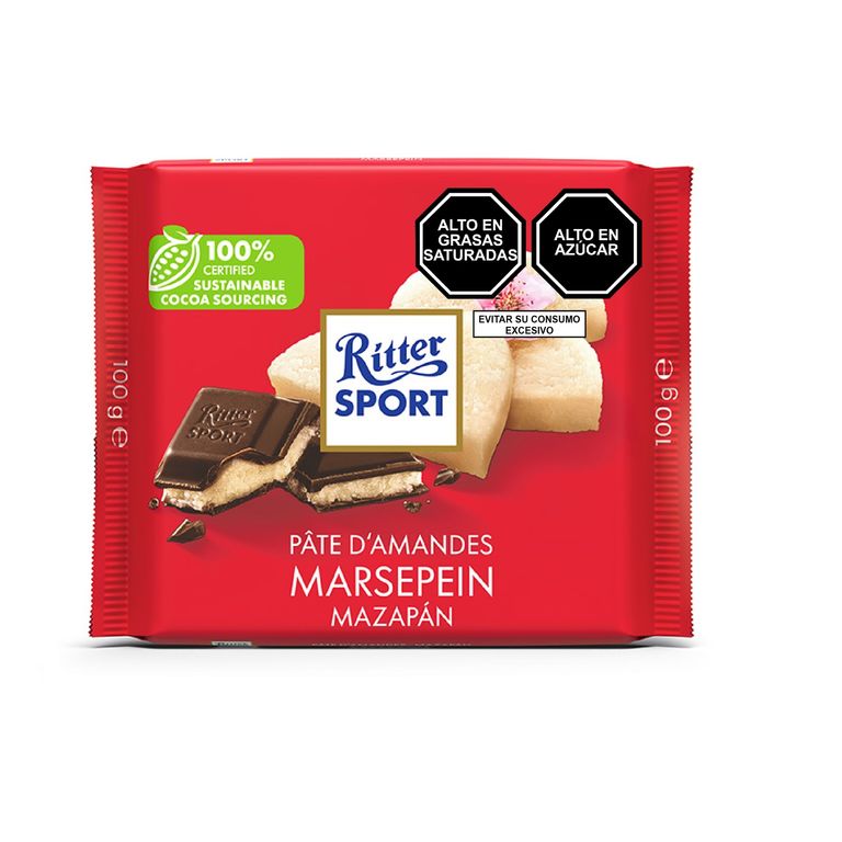 Chocolate Ritter Sport con Mazapán Empaque 100 g