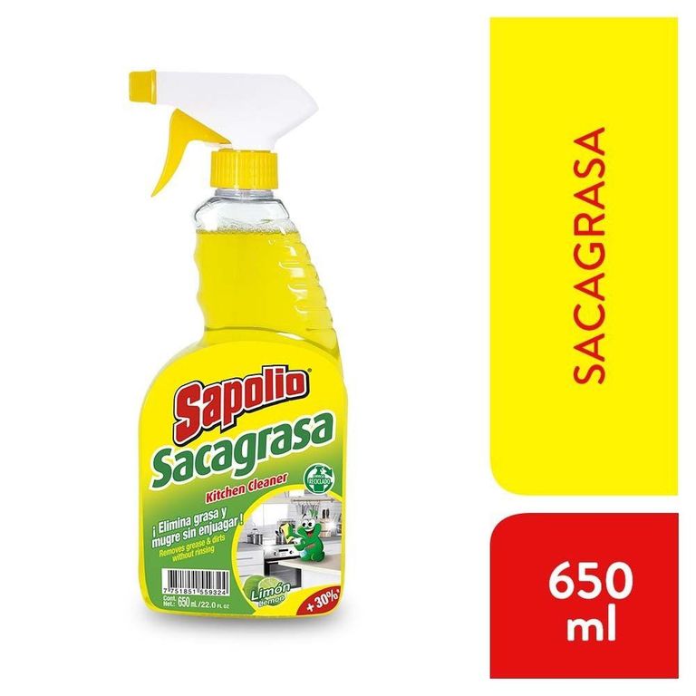 Sacagrasa Cocina Sapolio Limón Envase 650 mL