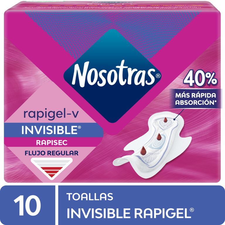 Toallas Higiénicas Nosotras Invisible Rapigel Empaque 10 Und