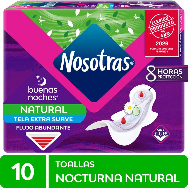 Toallas Higiénicas Nosotras Nocturna Natural Empaque 10 Und