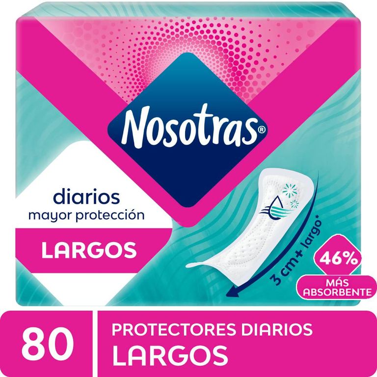 Protectores Diarios Nosotras Largos Sin Alas Empaque 80 Und