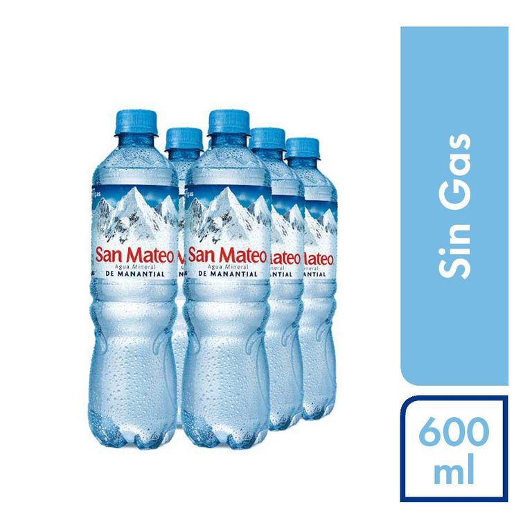 Agua San Mateo sin Gas Sixpack Botella 600 mL