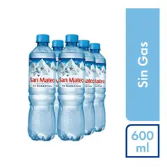 SAN MATEO - Agua sin gas Pack 6 Unidades 600 mL