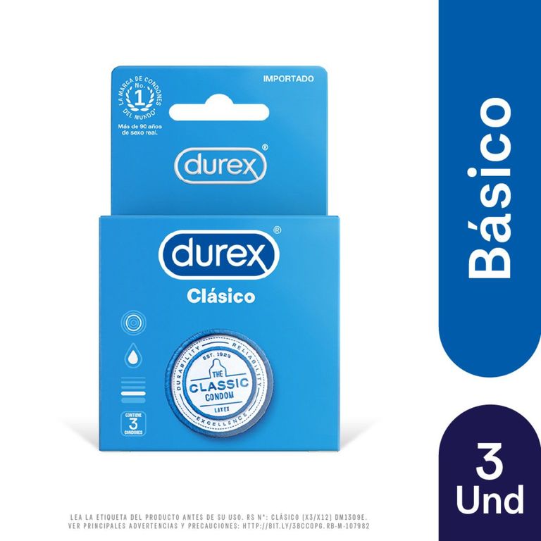 Preservativos Durex Clásico Caja 3 Und