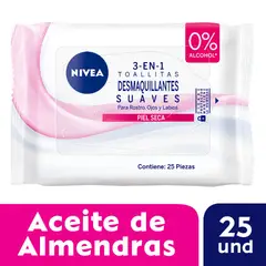 NIVEA - Toallitas Desmaquillantes 3 En 1 Suaves Piel Seca Empaque 25 Und