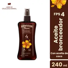 HAWAIIAN TROPIC - Aceite Bronceador Hawaiian Tropic SPF4 Envase 240 mL