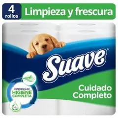 SUAVE - Papel Higiénico Cuidado Completo Empaque 4 Rollos