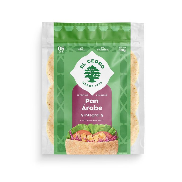 Pan Árabe con Salvado de Trigo El Cedro Bolsa 5 Und