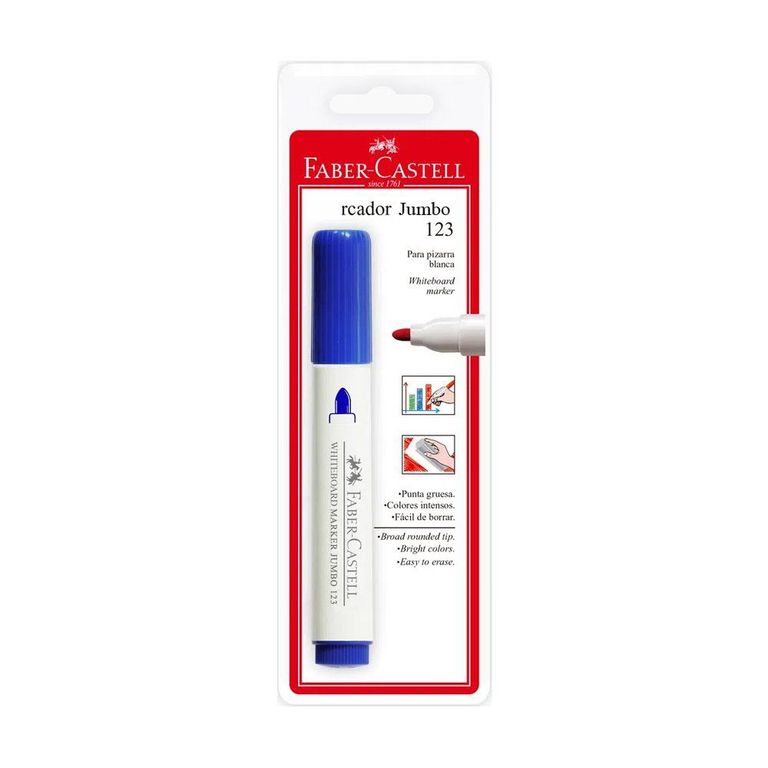 Plumón Para Pizarra Faber Castell Jumbo 123 Azul