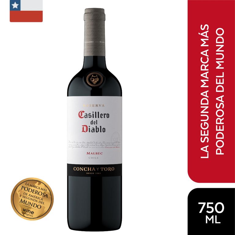Vino Tinto Casillero del Diablo Malbec Botella 750 mL