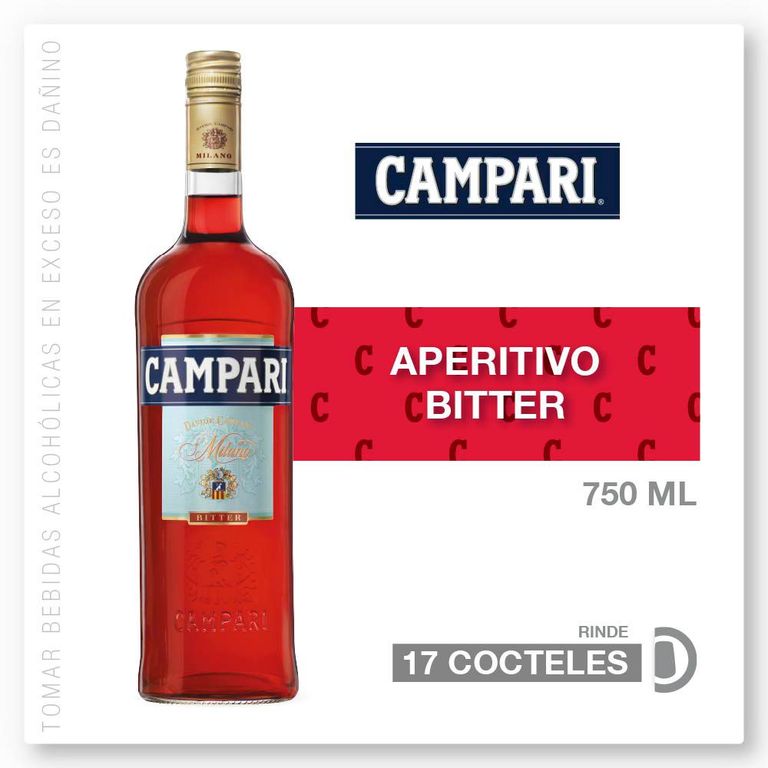 Licor Bitter Campari Botella 750 mL