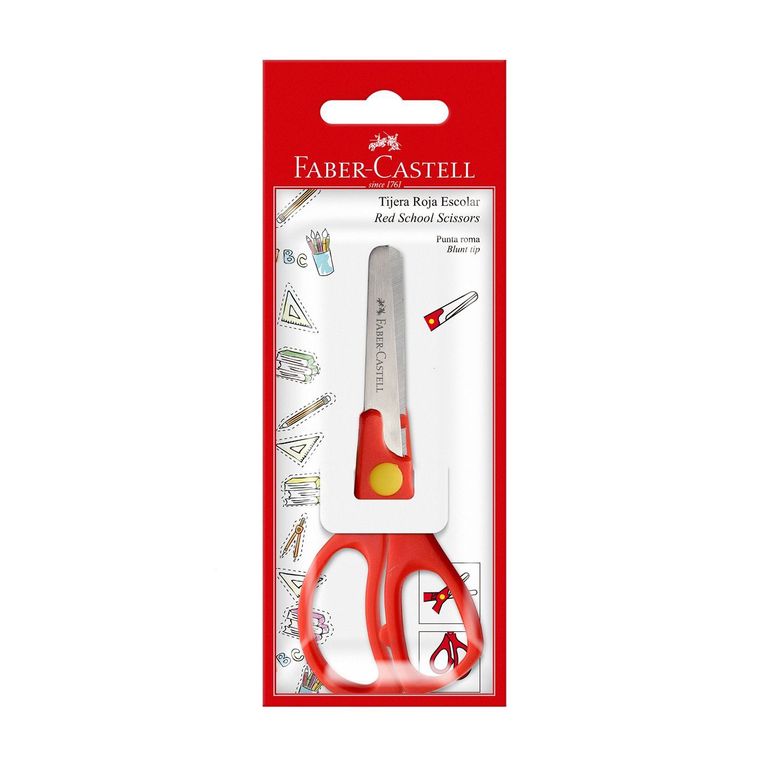 Tijera Faber Castell Escolar Punta Roma Color Rojo