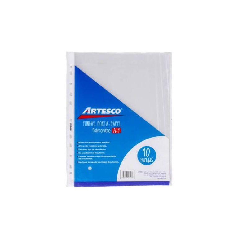 Fundas Artesco Portapapel De Polipropeno A4 Empaque 10 Und