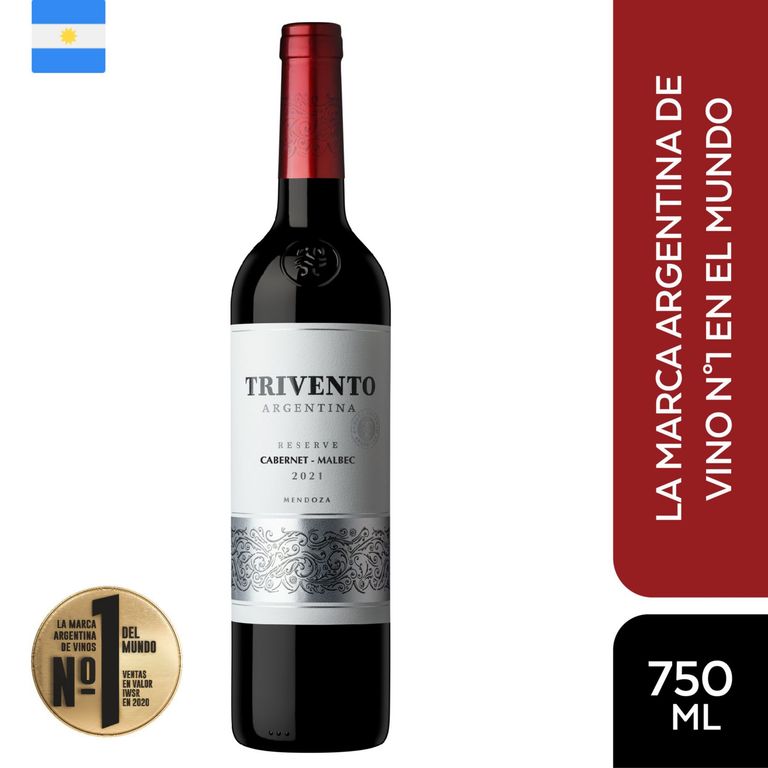 Vino Tinto Trivento Reserva Cabernet Malbec 13° Botella 750 mL