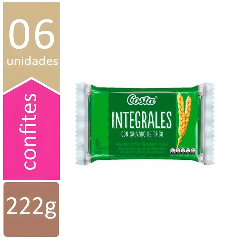 Galleta Integral con Salvado de Trigo Costa Sixpack 222 g