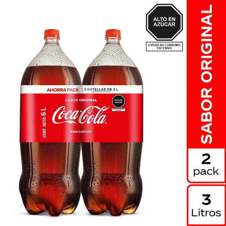 Gaseosa Coca Cola Pack 2 Botellas 3 L