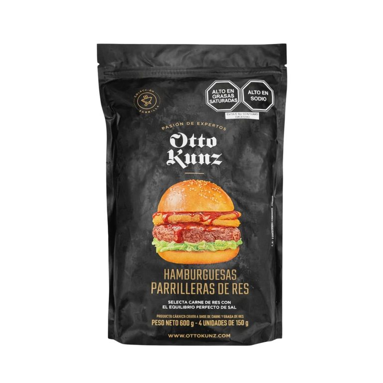 Hamburguesa Parrillera Premium de Res Otto Kunz Empaque 600 g