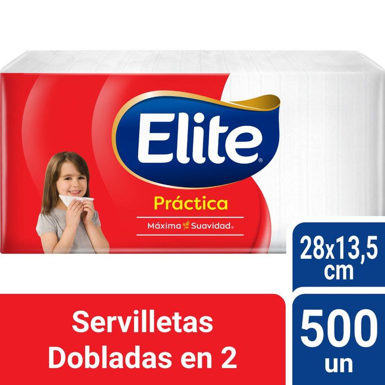 Servilletas Elite Práctica Doblada en 2 Empaque 500 Und