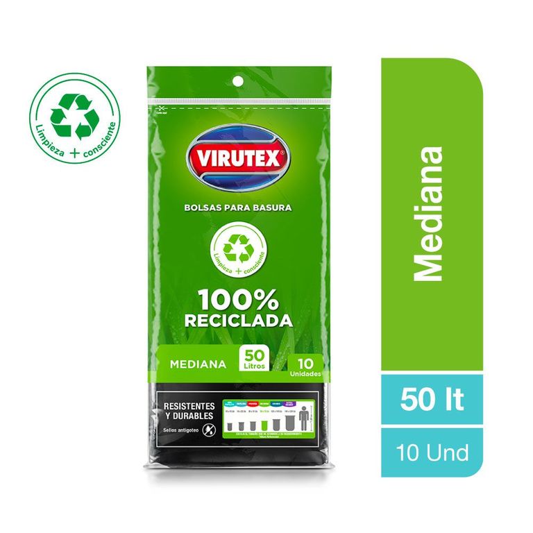 Bolsa de Basura Virutex 50 L Empaque 10 Und