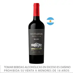 SANTA JULIA - Vino Tinto Reserva Malbec Botella 750 mL