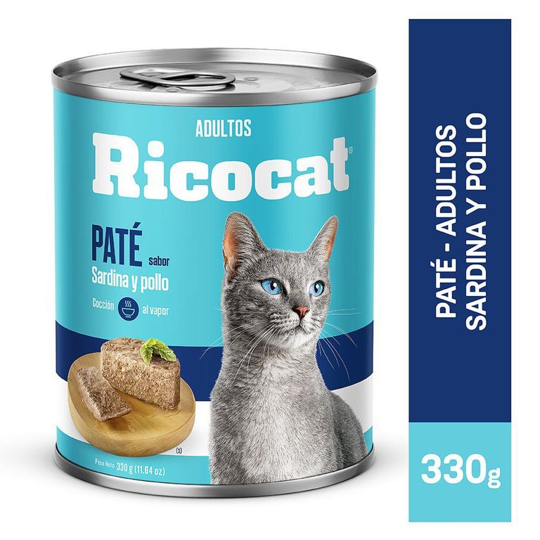 Paté Gatos Adultos Ricocat Pescado y Pollo Lata 330 g