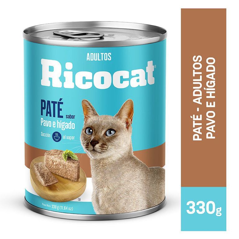 Paté Gatos Adultos Ricocat Pavo y Hígado Lata 330 g