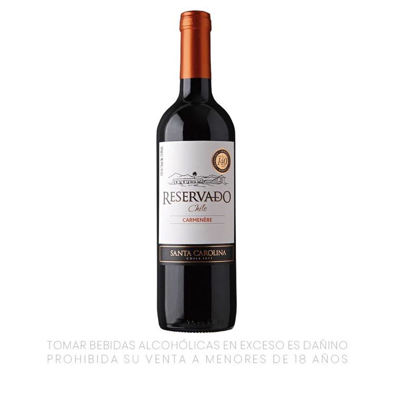 Vino Tinto Santa Carolina Varietal Carmenere 12° Botella 750 mL