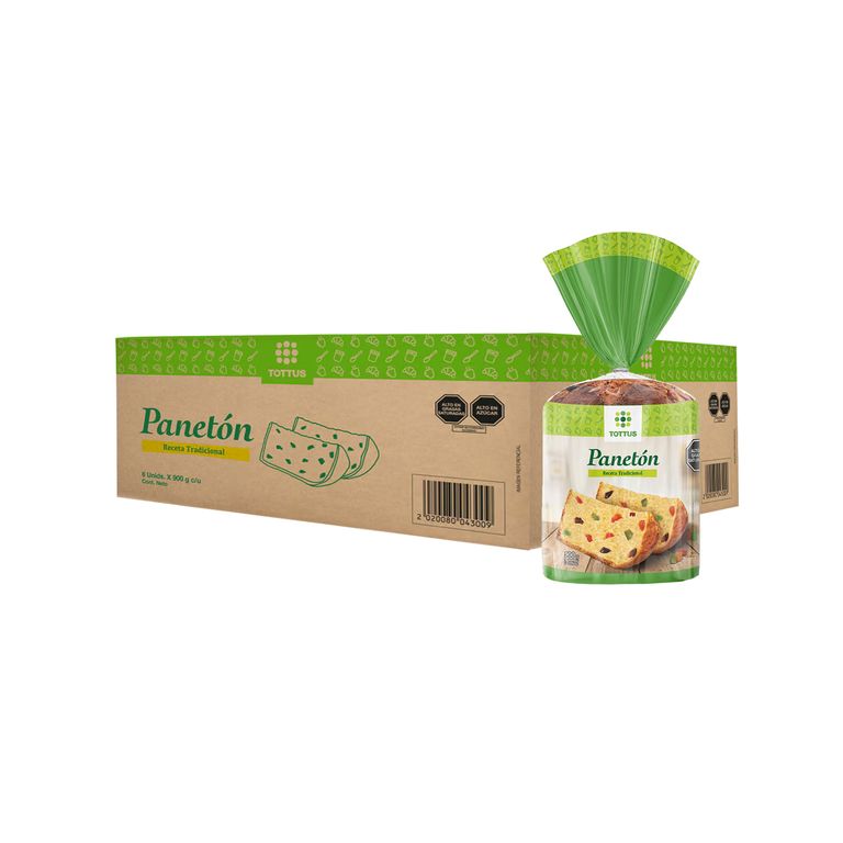 Panetón Tottus en Bolsa Pack 6 Unidades 900 g