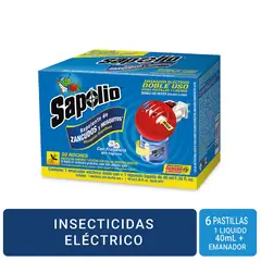 SAPOLIO - Insecticida Eléctrico Sapolio Doble Uso + 6 Pastillas + Líquido 40 mL