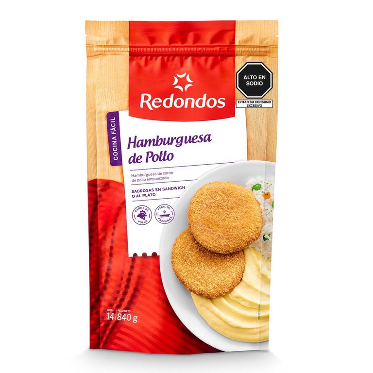 Hamburguesa de Pollo Redondos Empaque 840 g