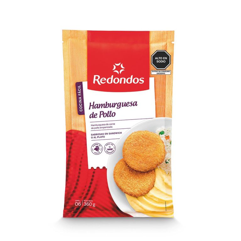 Hamburguesa de Pollo Redondos Empaque 360 g