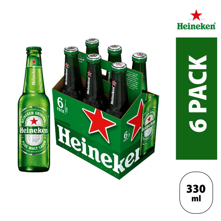 Cerveza Heineken Sixpack Botella 330 mL