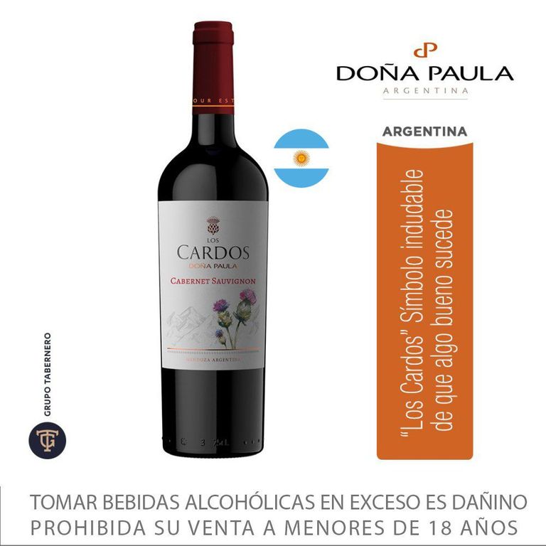 Vino Tinto Doña Paula Los Cardos Cabernet Sauvignon Botella 750 mL