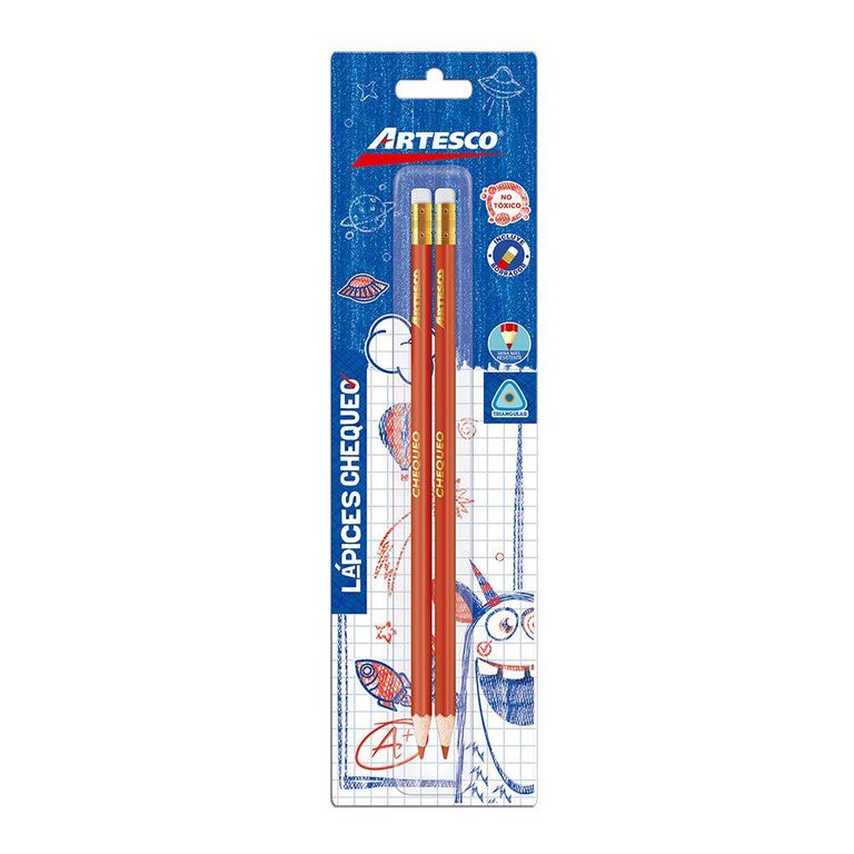 Lápiz Artesco Chequeo Rojo Empaque 2 Und