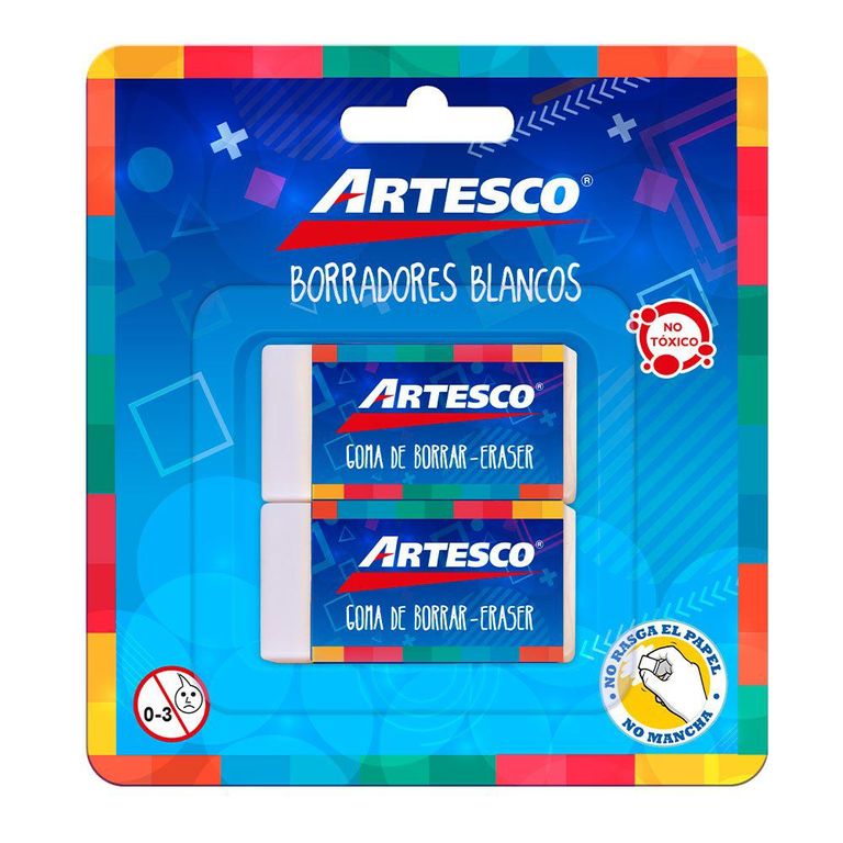 Borrador Artesco Blanco Pequeño Empaque 2 Und