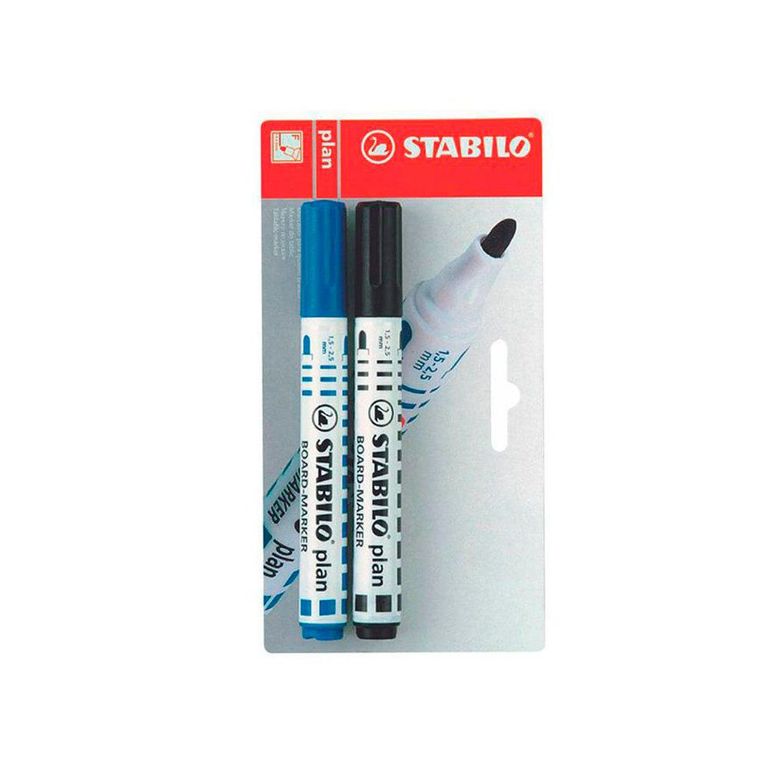 Plumones De Pizarra Stabilo Azul Y Negro Empaque 2 Und