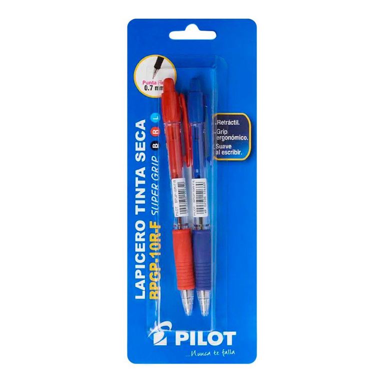 Lapicero Pilot Tinta Seca BPSGP 10R F Azul Rojo Empaque 2 Und