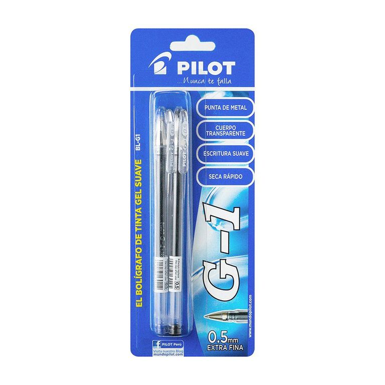 Lapicero Pilot Tinta Gel G1 Azul Negro Empaque 2 Und