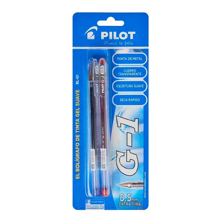 Lapicero Pilot Tinta Gel G1 Azul Rojo Empaque 2 Und