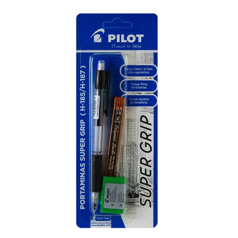 Portaminas Pilot Súper Grip Con Repuesto Y Borradores