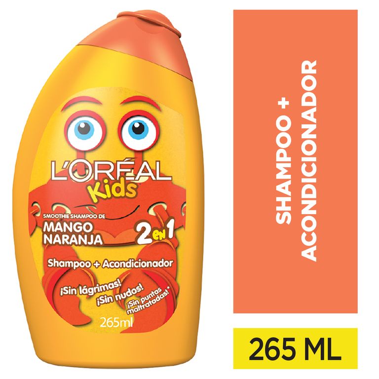 Shampoo 2 en 1 Loreal Kids Mango Naranja Envase 265 mL