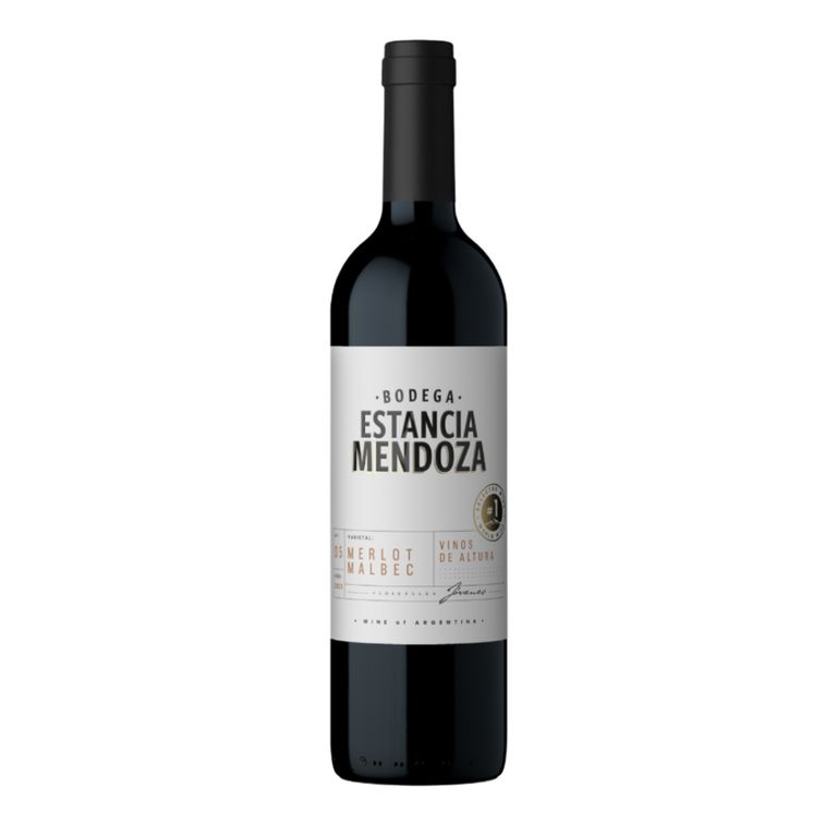 Vino Tinto Estancia Mendoza Merlot Malbec Botella 750 mL