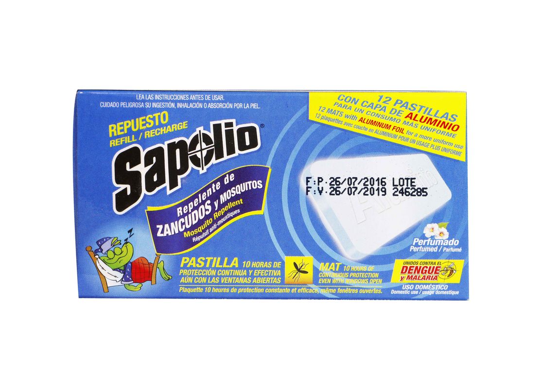 Repelente Eléctrico en Pastilla Sapolio Caja 12 Und